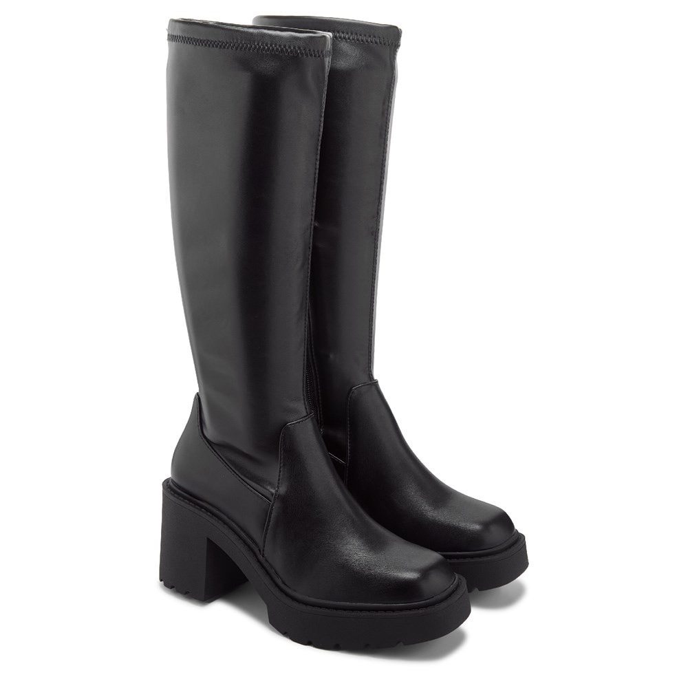 Black High Knee Platform Boots | Madden Girl